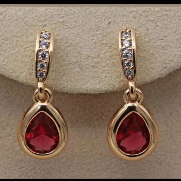 Jewelry - New 18ktgf ruby cz earrings Jewelry - New 18ktgf ruby cz earrings